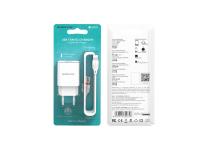 СЗУ Borofone BA20A, Sharp, 2.1A, кабель USB to Lightning, белый