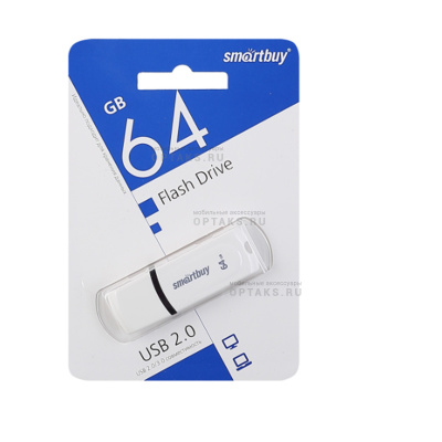 Флешка USB 64Gb SmartBuy Paean, USB 2.0, белый